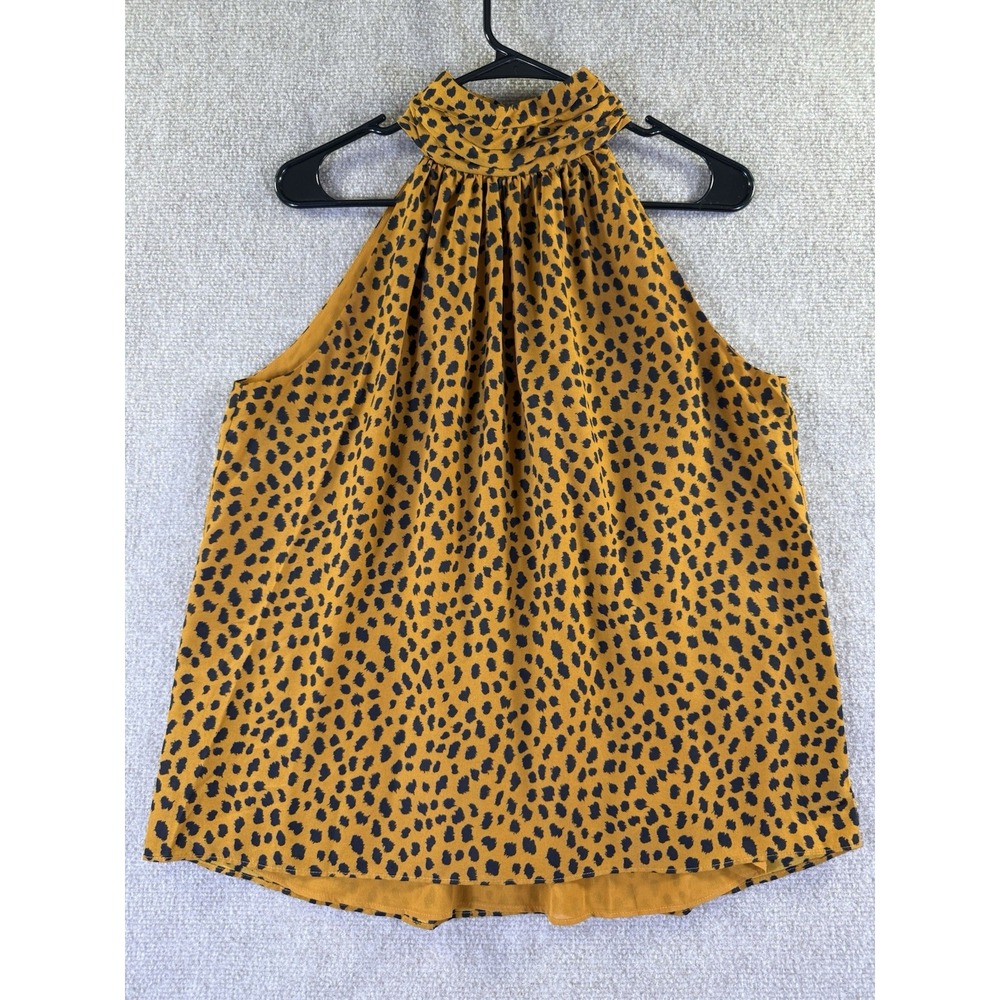 Joie Womens Erola Halter Sleeveless Blouse Chic Copper Cheetah Print Size S